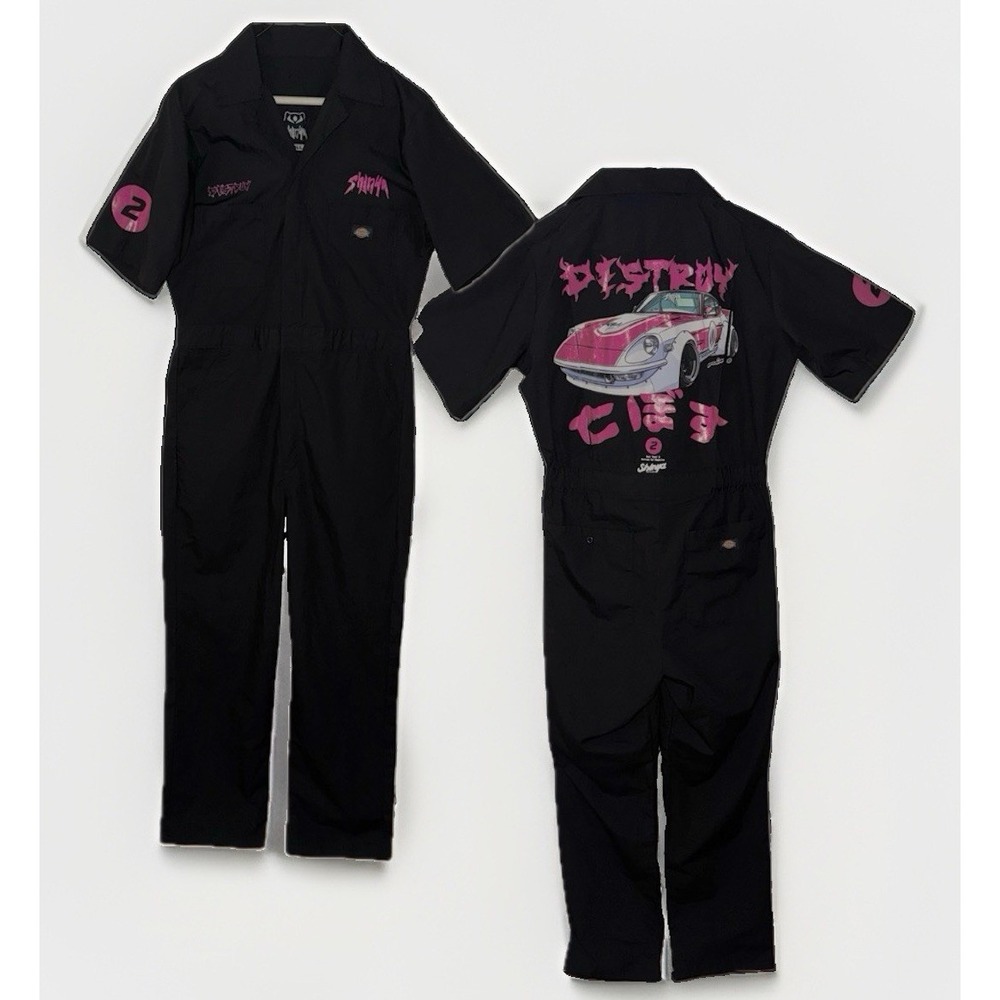 RWB X SHINYA Mechanic Jumpsuit Dickies Short Sleeve Coveralls Black Mens Small